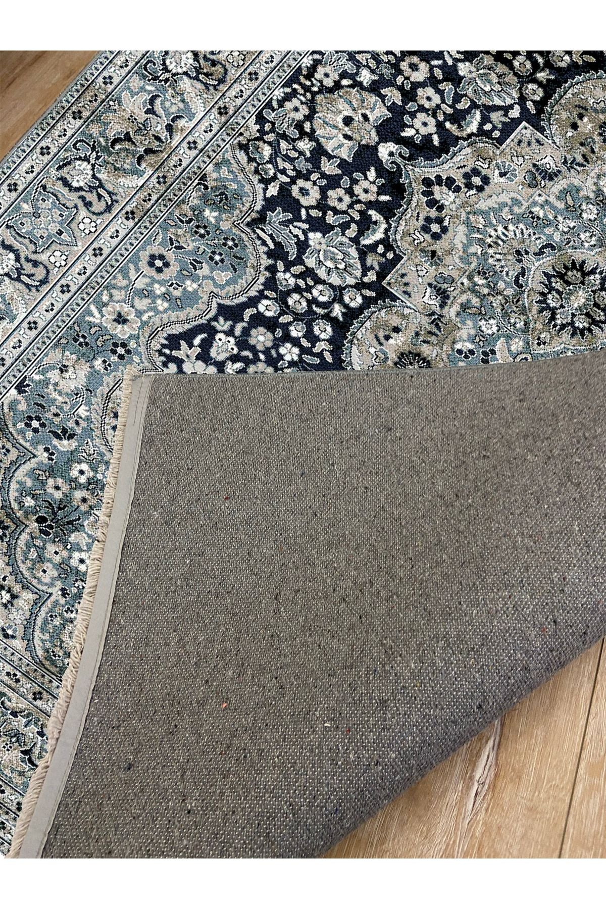 Halı Vagonu 2050 Haki Tonlarında Etnik Eskitme Pamuk  Dokuma Taban Halı