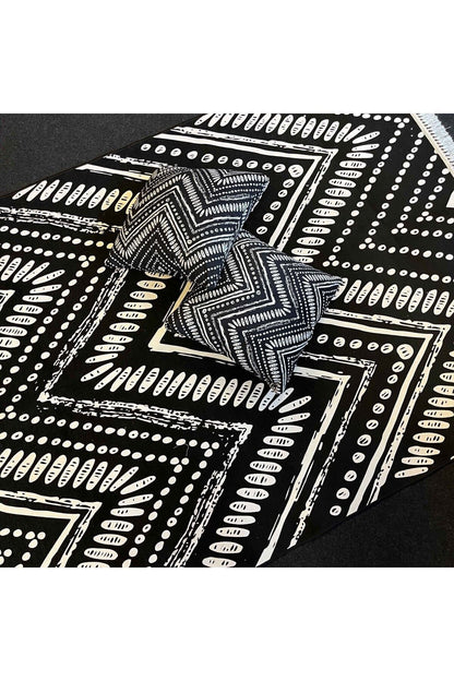 Yumuşak Dokulu Bambu Soft Kilim  İskandinav Saçaklı Dijital Baskı HV-SK-900