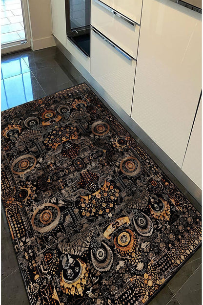 Halı Vagonu57 Renkli Klasik Desenli Yıkanabilir Kaymaz Salon Halısı, Koridor Ve Mutfak Halısı