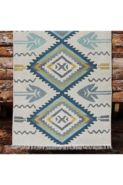 Cotton Kilim 12 Krem Zeminli Çizgili Desenli Dekoratif Yıkanabilen Dokuma Taban Kilim
