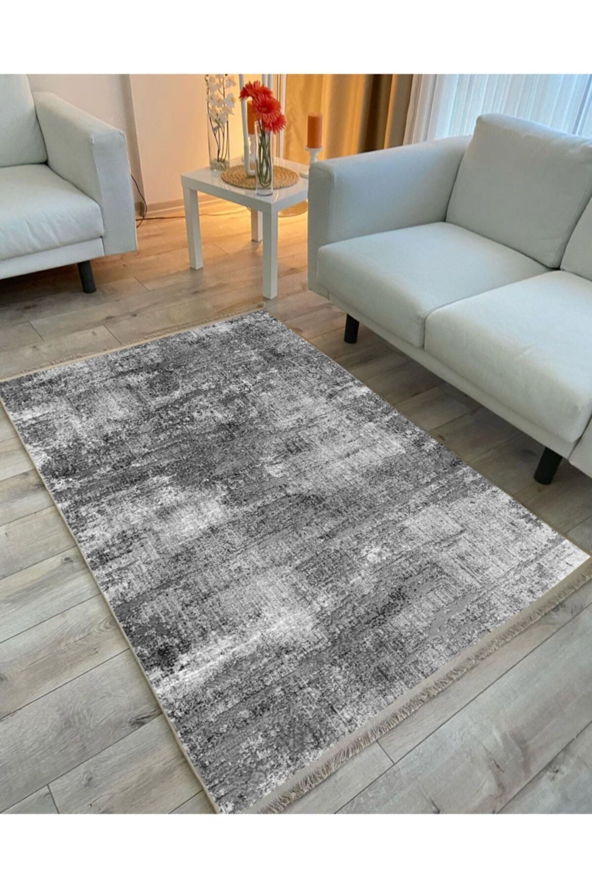 Halı Vagonu 2011 Gri Tonunda Modern Desen Kaymaz Taban Dekoratif Halı