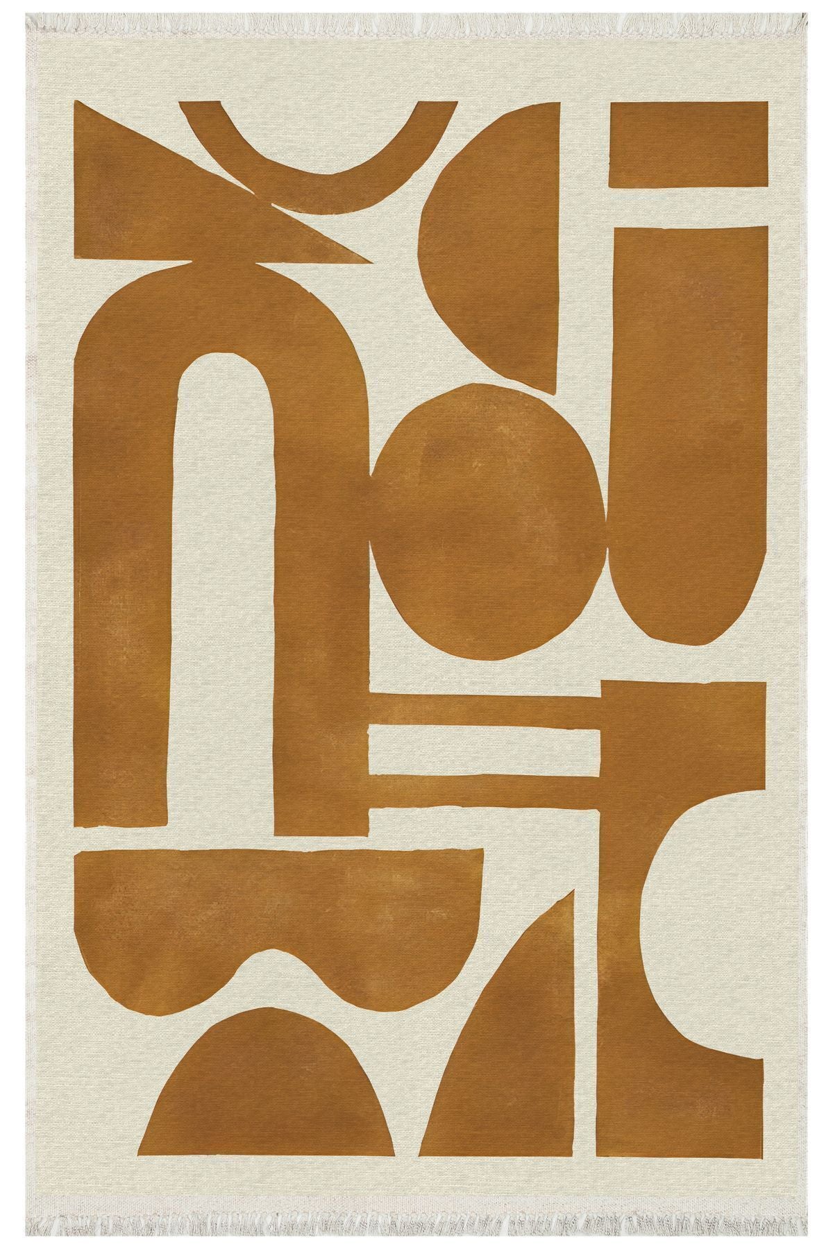 Cotton 66 Iskandinav Modern Soyut Tema Taba Krem Modern Dokuma Kilim