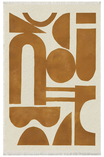 Cotton 66 Iskandinav Modern Soyut Tema Taba Krem Modern Dokuma Kilim