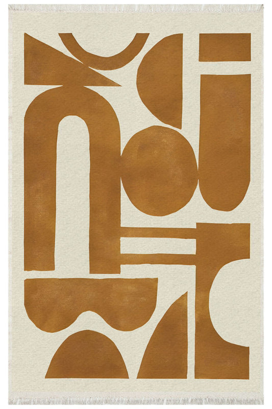 Cotton 66 Iskandinav Modern Soyut Tema Taba Krem Modern Dokuma Kilim