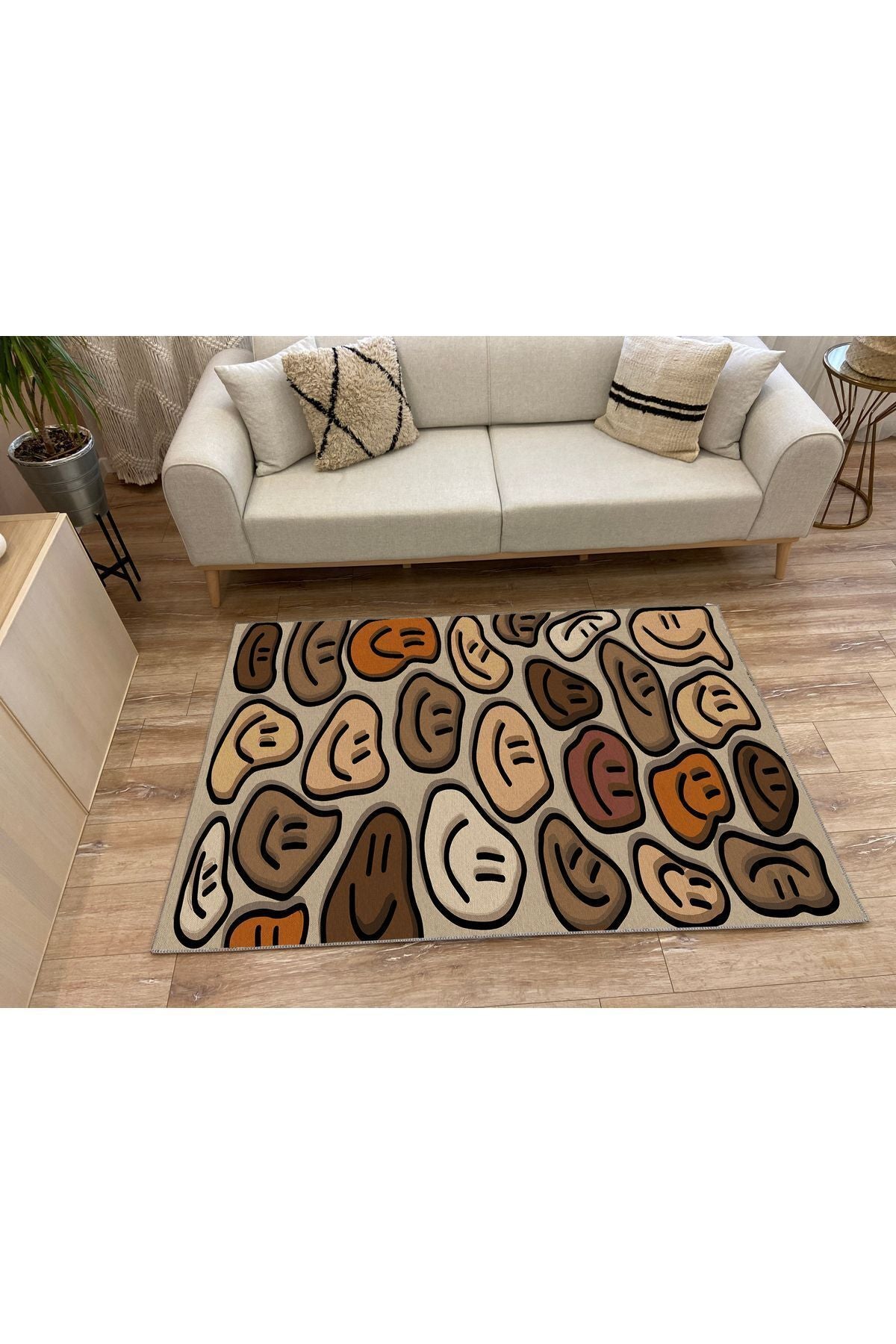 HV  40 Modern Stil Krem Tonlarında Iskandinav Halı Ve Kilim Salon Halısı Yıkanabilen Dekoratif Halı