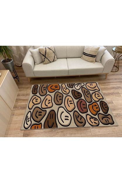HV  40 Modern Stil Krem Tonlarında Iskandinav Halı Ve Kilim Salon Halısı Yıkanabilen Dekoratif Halı