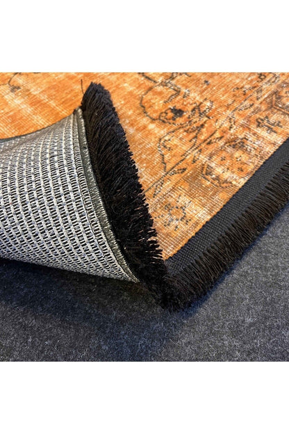 Yumuşak Dokulu Bambu Soft Kilim - Vintage Saçaklı Dijital Baskı HV-SK-919