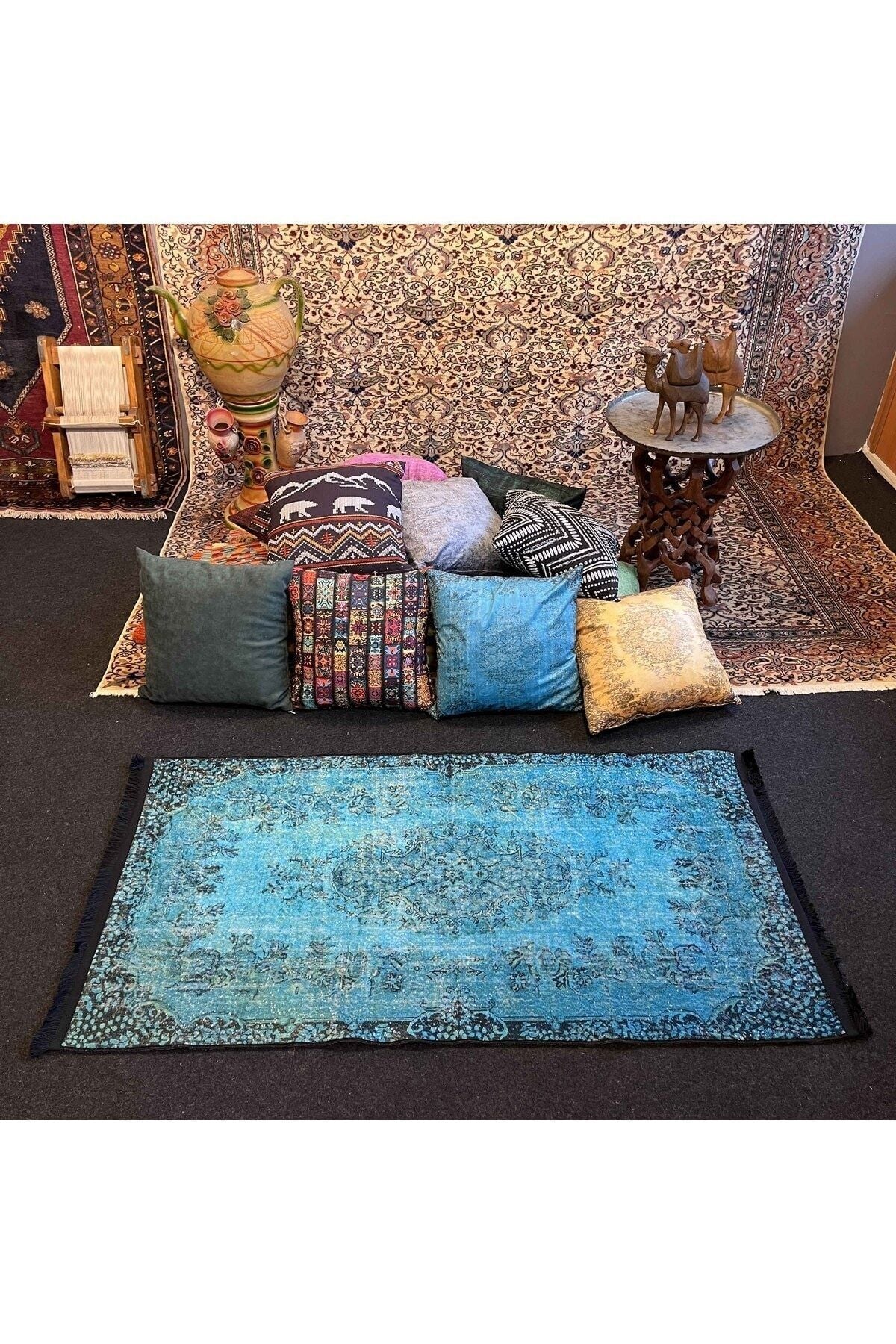 Yumuşak Dokulu Bambu Soft Kilim - Vintage Saçaklı Dijital Baskı HV-SK-921