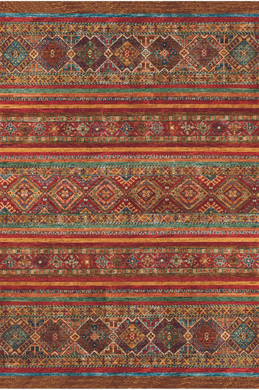 Halı Vagonu 2034 Renkli Klasik Desenli Yıkanabilir Kaymaz Salon Halısı Koridor Ve Mutfak Halısı