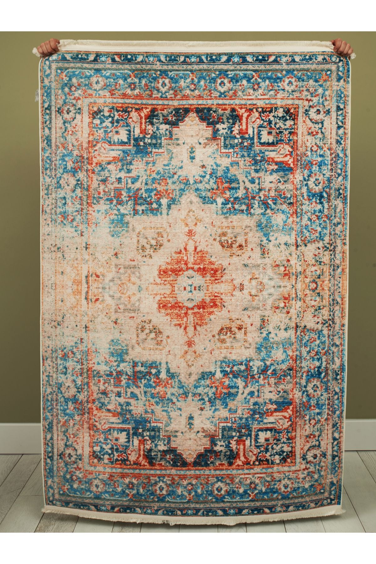 Halı Vagonu 2018 Etnik Vintage Çok Renkli Bohem Dokuma Ve Kaymaz Taban Şönil Halı