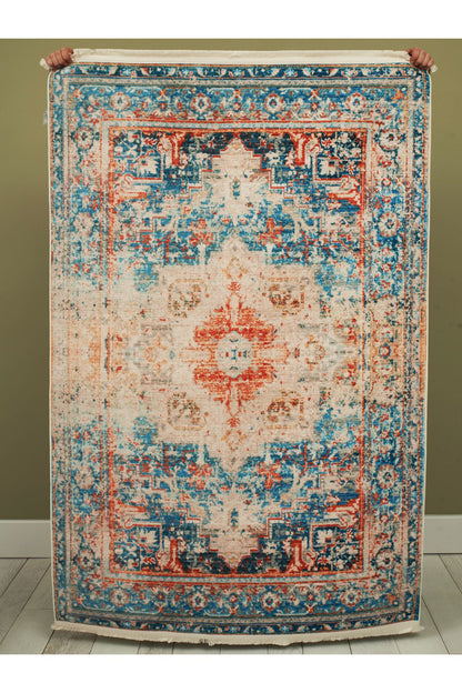 Halı Vagonu 2018 Etnik Vintage Çok Renkli Bohem Dokuma Ve Kaymaz Taban Şönil Halı