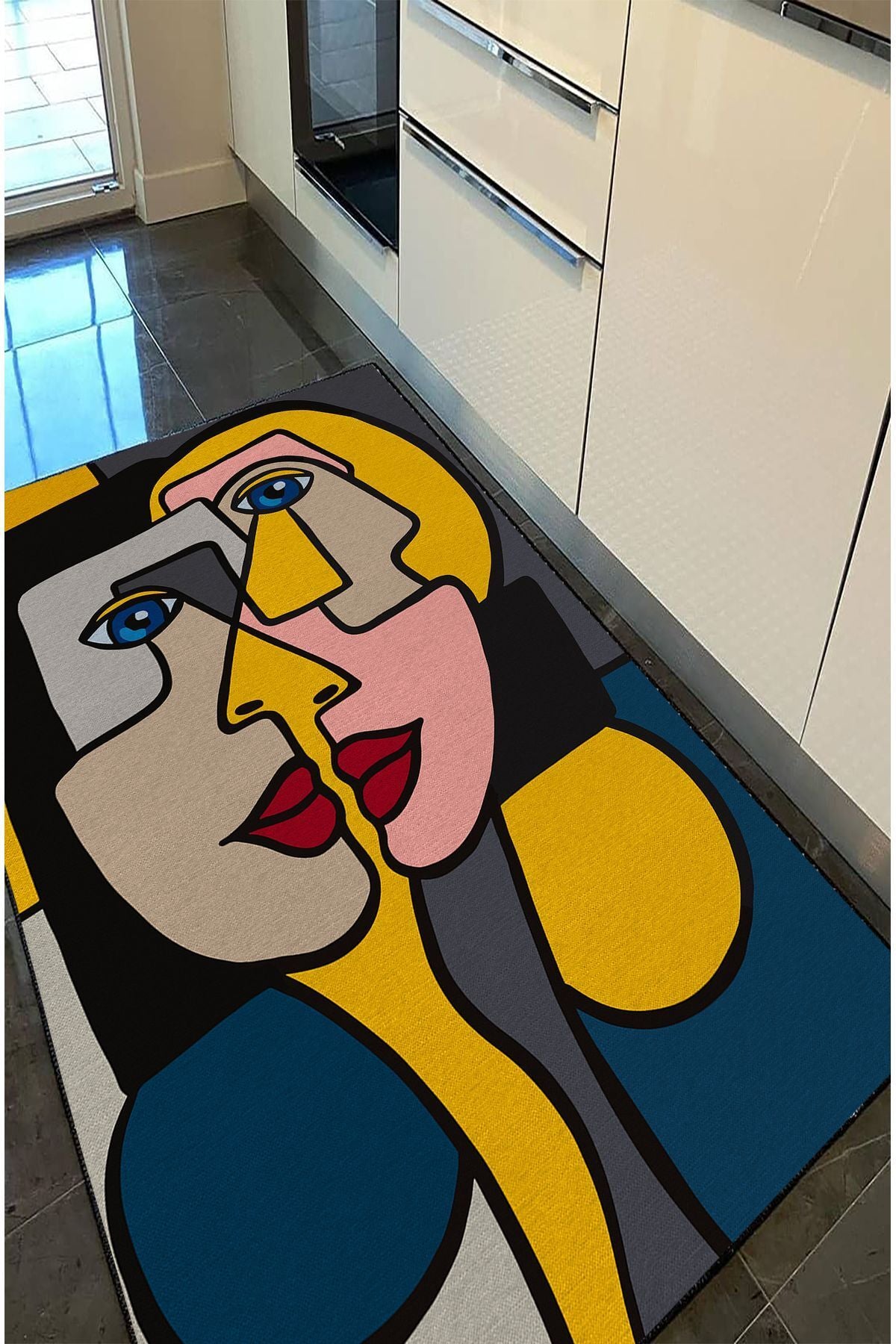 Halı Vagonu 2500 Renkli Kadın Silüet Pamuk Dokuma Taban Halı