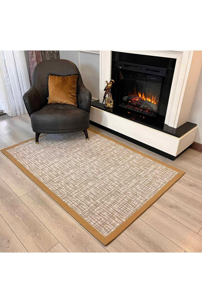 Bordure Lux Hardal Kumaş Bordürlü Leke Tutmaz Kaymaz Taban Özel Tasarım Halı - HV-BL-1610