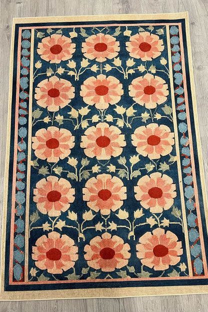 Çiçekli Floral Mavi Pembe Pop Art Salon Halısı Mutfak Halısı Yolluk Otantik Halı Halı Vagonu 231