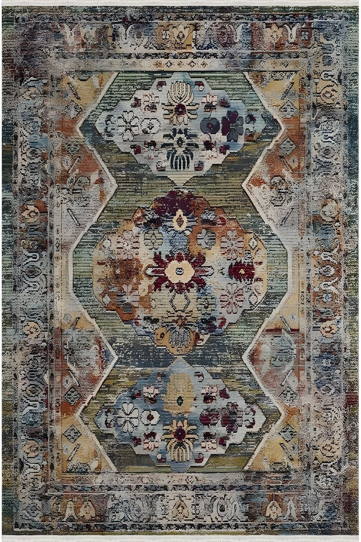 Halı Vagonu 63 Renkli Klasik Desenli Yıkanabilir Kaymaz Salon Halısı, Koridor Ve Mutfak Halısı