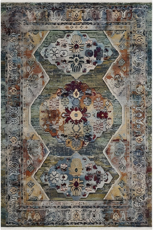 Halı Vagonu 63 Renkli Klasik Desenli Yıkanabilir Kaymaz Salon Halısı, Koridor Ve Mutfak Halısı