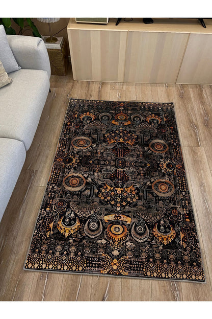 Halı Vagonu57 Renkli Klasik Desenli Yıkanabilir Kaymaz Salon Halısı, Koridor Ve Mutfak Halısı