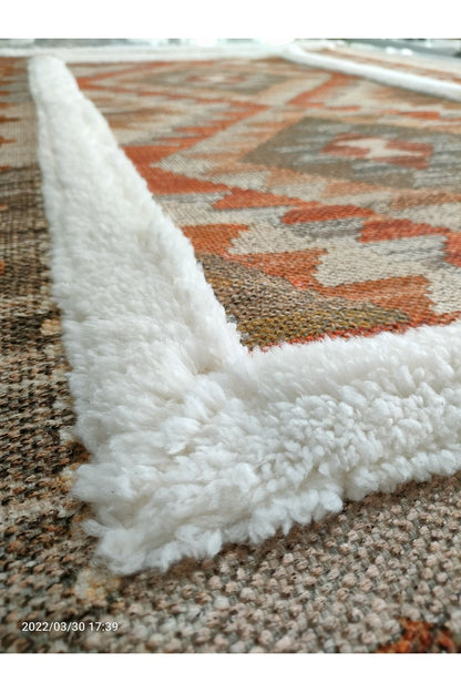 Tafting Kilim Serisi Üzeri Peluşlu Dokuma Taban Dekoratif Kilim
