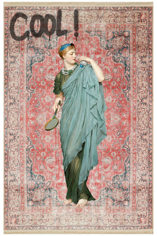 Halı Vagonu 168 Kırmızı Vintage Art Cool Heykel Figürlü Modern Dokuma Taban Halı