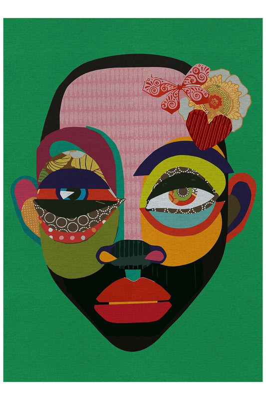 Halı Vagonu 4 Yeşil kadın silüetii  Pamuk  Dokuma Taban Halı