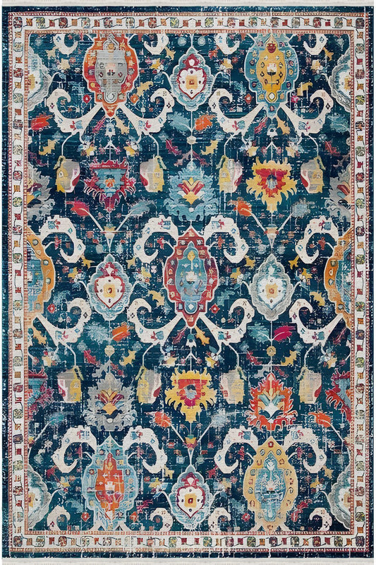 Halı Vagonu 64 Renkli Klasik Desenli Yıkanabilir Kaymaz Salon Halısı, Koridor Ve Mutfak Halısı