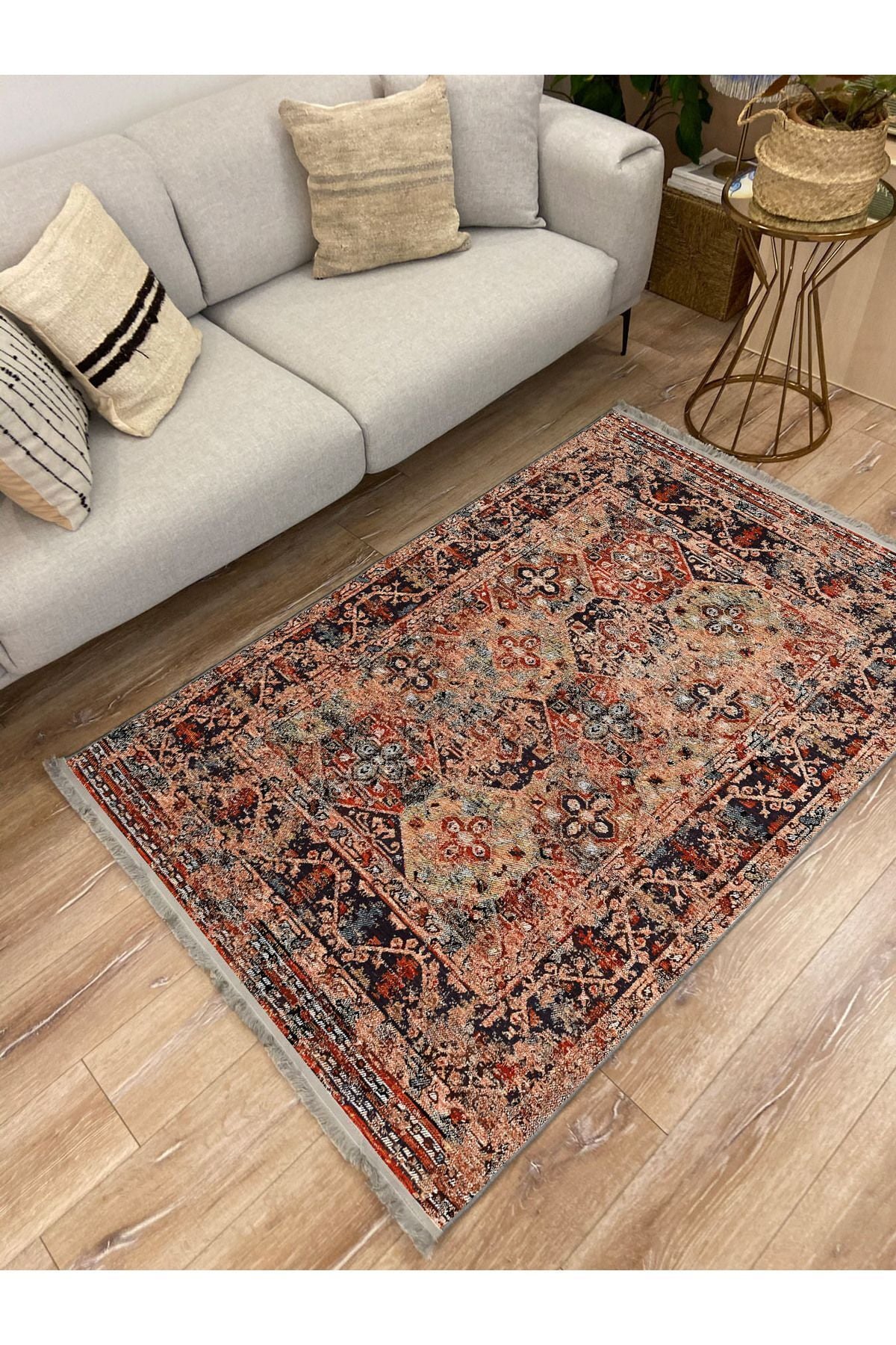 Mars Serisi Eskitme Desen Kaymaz Taban Şönil Halı