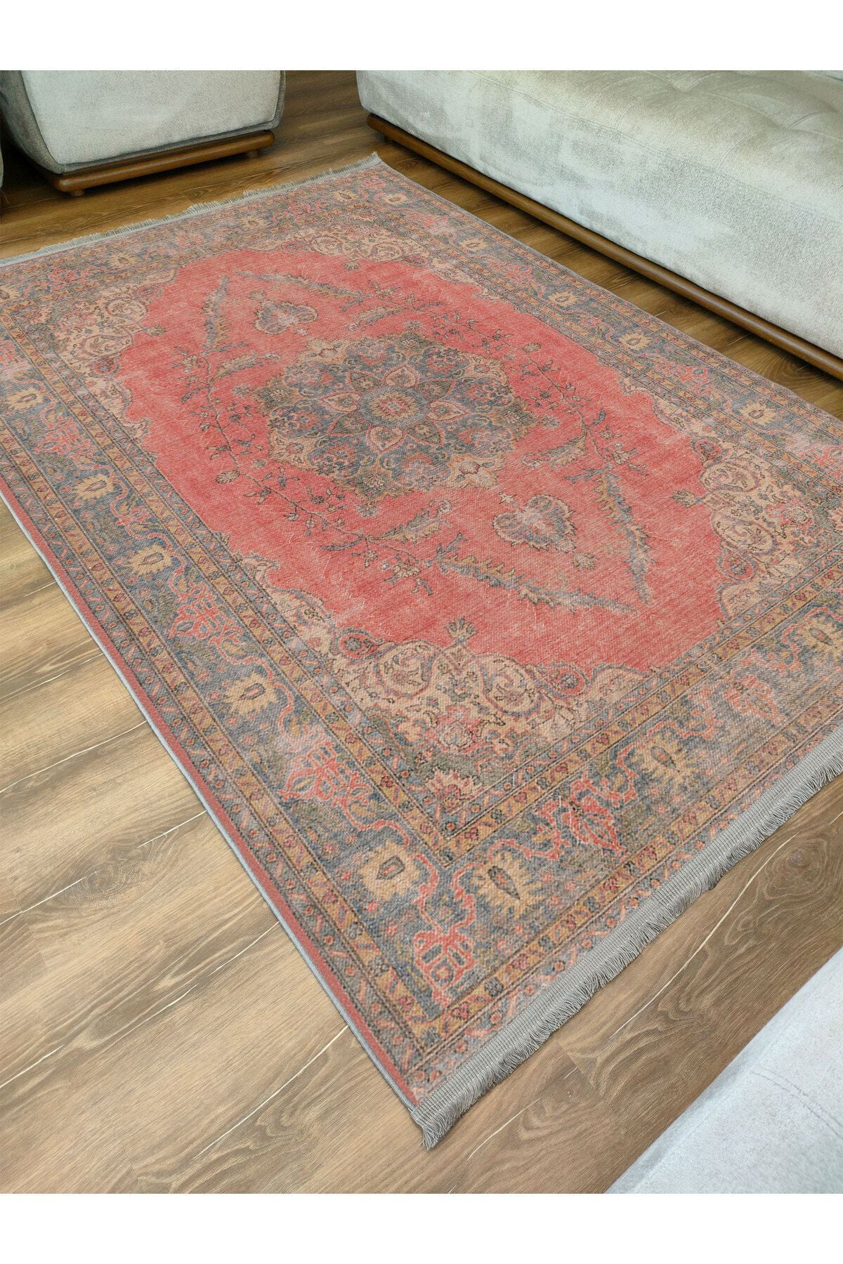 Halı Vagonu Halı 2082 Kahve Tonunda Dekoratif Halı Salon Halısı I Saçaklı Yıkanabilen Halı