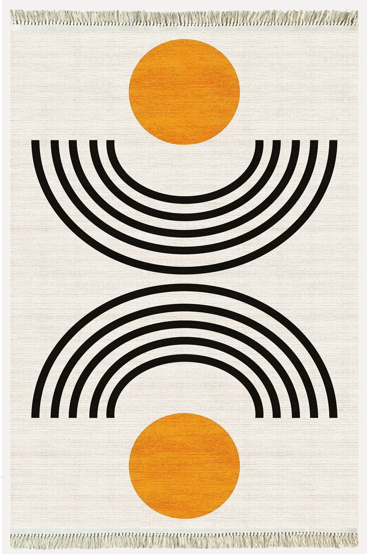 Cotton kilim Krem Tonunda Geometrik Desenli Dekoratif Yıkanabilen Dokuma Taban Kilim