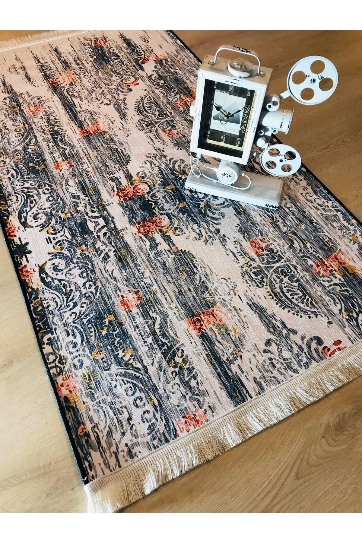 Yumuşak Dokulu Bambu Soft Kilim - Etnik Saçaklı Dijital Baskı HV-SK-917