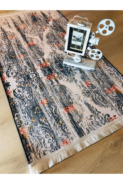 Yumuşak Dokulu Bambu Soft Kilim - Etnik Saçaklı Dijital Baskı HV-SK-917