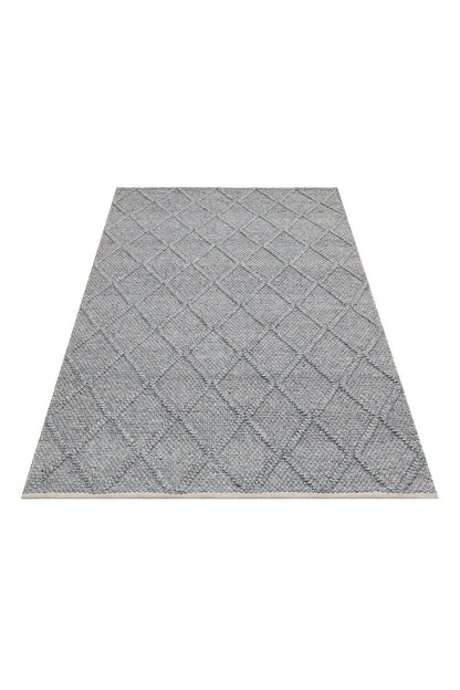 JADE DIAMOND GREY Naturel Kazak Örgü Desenli El Dokuma Örgü Halı