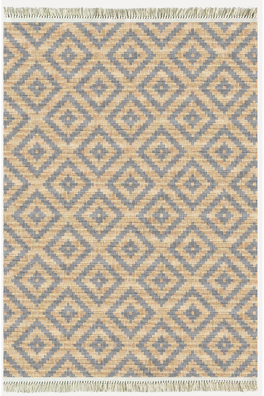 Cotton Serisi Hasır Görünümlü Çıtır Baklava Eskitme Desen Dekoratif Dokuma Taban Kilim