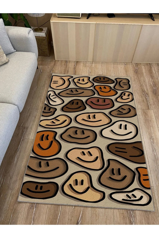 HV 40 Modern Stil Krem Tonlarında Iskandinav Halı Ve Kilim Salon Halısı Yıkanabilen Dekoratif Halı - HALI VAGONU