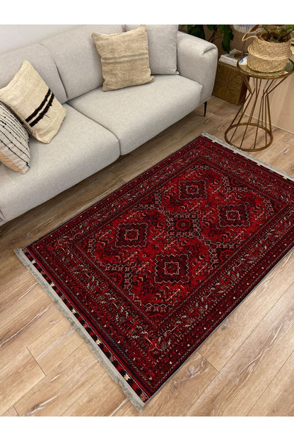 Halı Vagonus 2168 Otantik Desenli Yıkanabilir Kaymaz Tabanlı Salon Halısı, Koridor Ve Mutfak Halısı