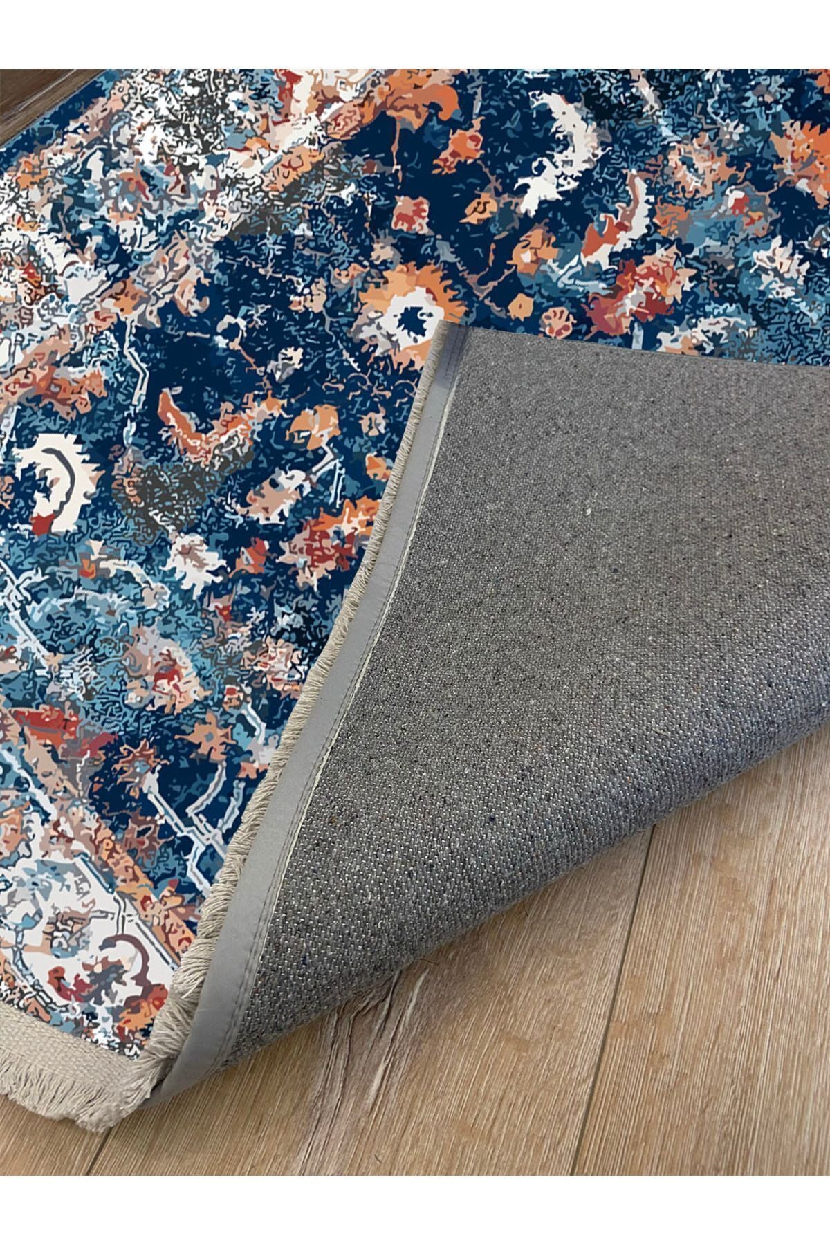 Halı Vagonus 2166 Eskitme Desenli Yıkanabilir Kaymaz Tabanlı Salon Halısı, Koridor Ve Mutfak Halısı