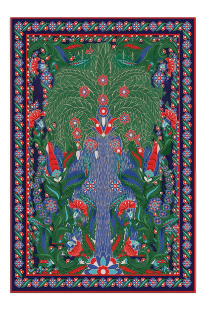 Halı Vagonu 198 Etnik Çini Desen Sanatsal Klasik Dokuma Taban Salon Halısı