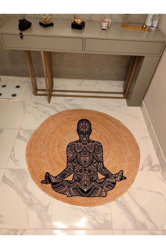 Hasır Jüt Görünümlü Dokuma Kaymaz Taban Kilim