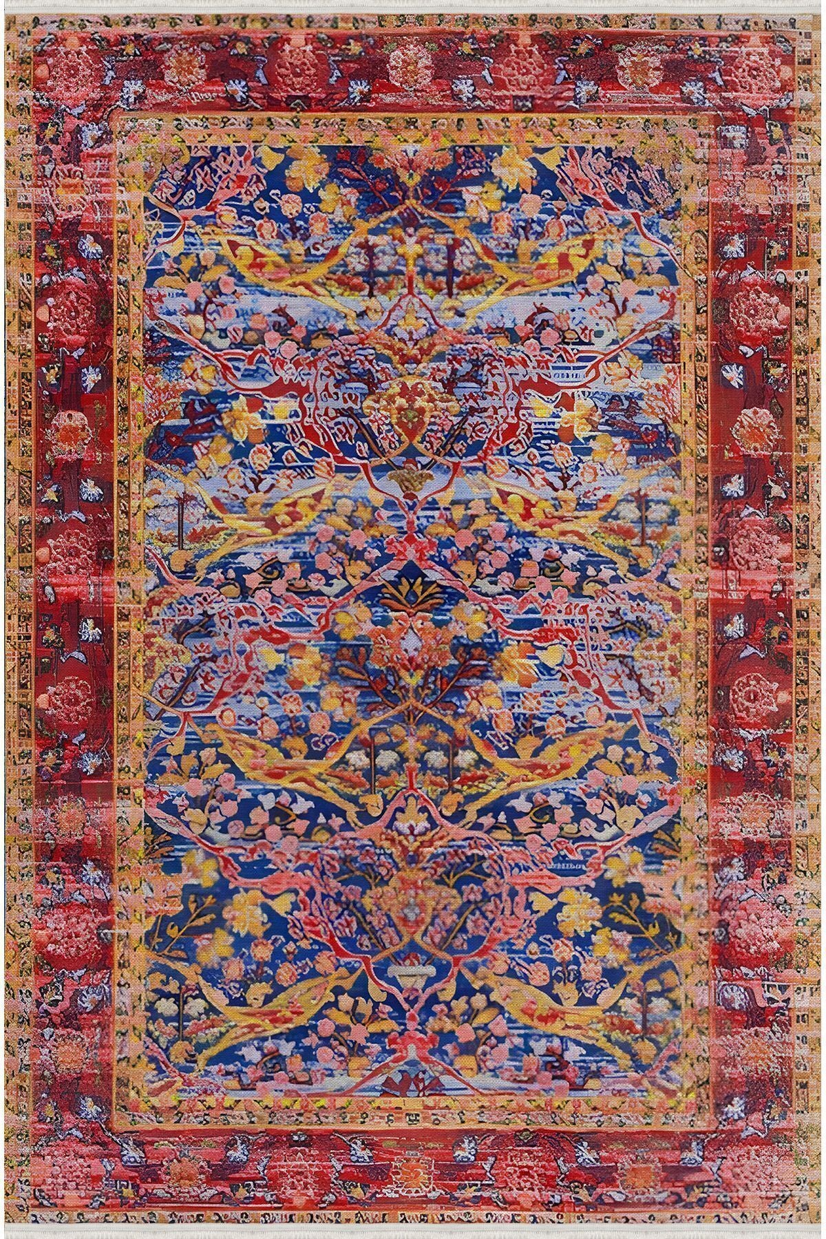 Halı Vagonu 55 Renkli Klasik Desenli Yıkanabilir Kaymaz Salon Halısı, Koridor Ve Mutfak Halısı