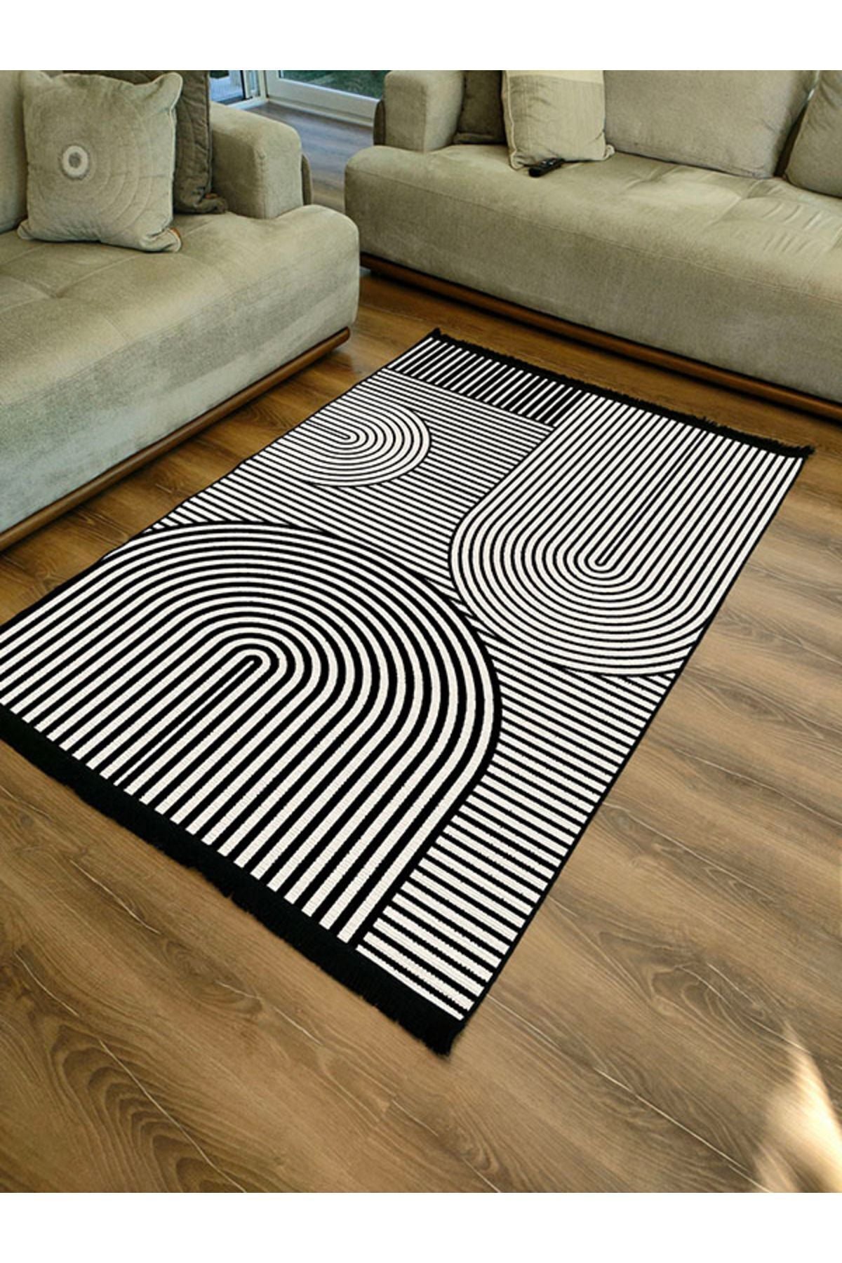 Halı Vagonu130 Iskandinav Modern Halı Dekoratif Salon Halısı Saçaklı Yıkanabilen Halı