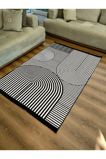 Halı Vagonu130 Iskandinav Modern Halı Dekoratif Salon Halısı Saçaklı Yıkanabilen Halı