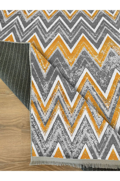 Halı Vagonu 2072 Renkli Çizgili Desenli Yıkanabilir Kaymaz Salon Halısı, Koridor Ve Mutfak Halısı