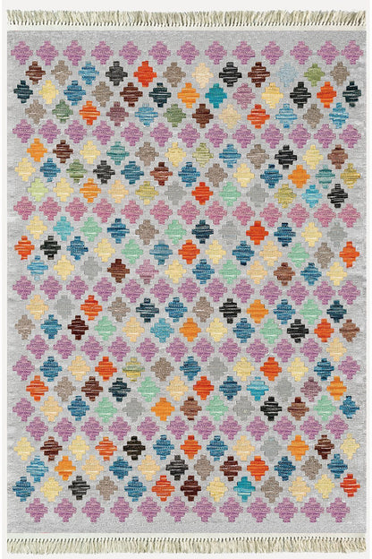 Cotton Kilim 41 Gri Tonlarında Modern Dekoratif Yıkanabilen Dokuma Kilim