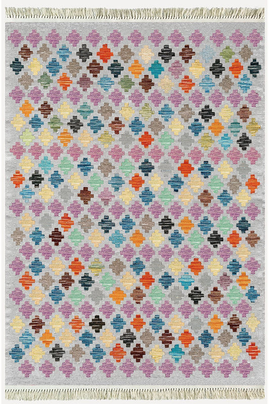 Cotton Kilim 41 Gri Tonlarında Modern Dekoratif Yıkanabilen Dokuma Kilim