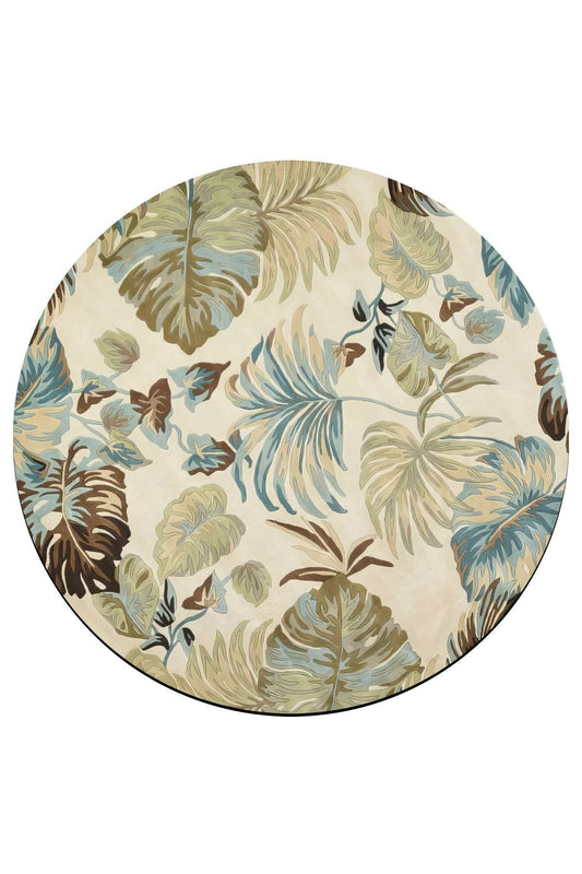 Halı Vagonu 154 Pastel Tonlar Çiçekli Floral Çok Renkli Dokuma Taban Yuvarlak Halı