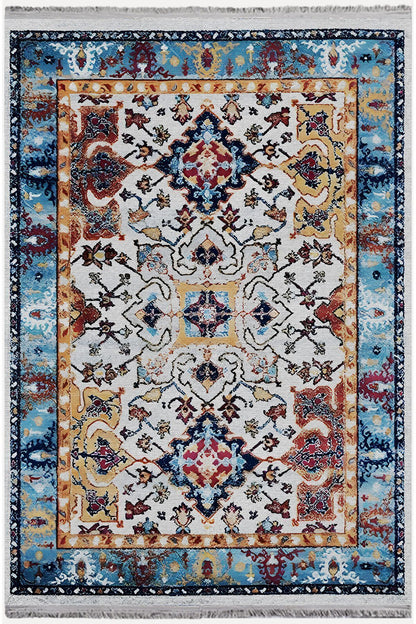 Halı Vagonu Halı 100 Mavi Tonlarında Klasık Dekoratif Halı Salon Halısı Saçaklı Yıkanabilen Halı