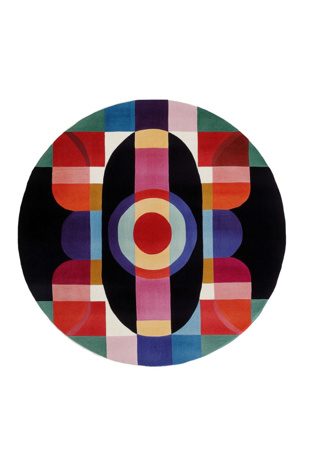 Halı Vagonu 217 Soyut Desen Geometrik Çok Renkli Dokuma Taban Salon Halısı