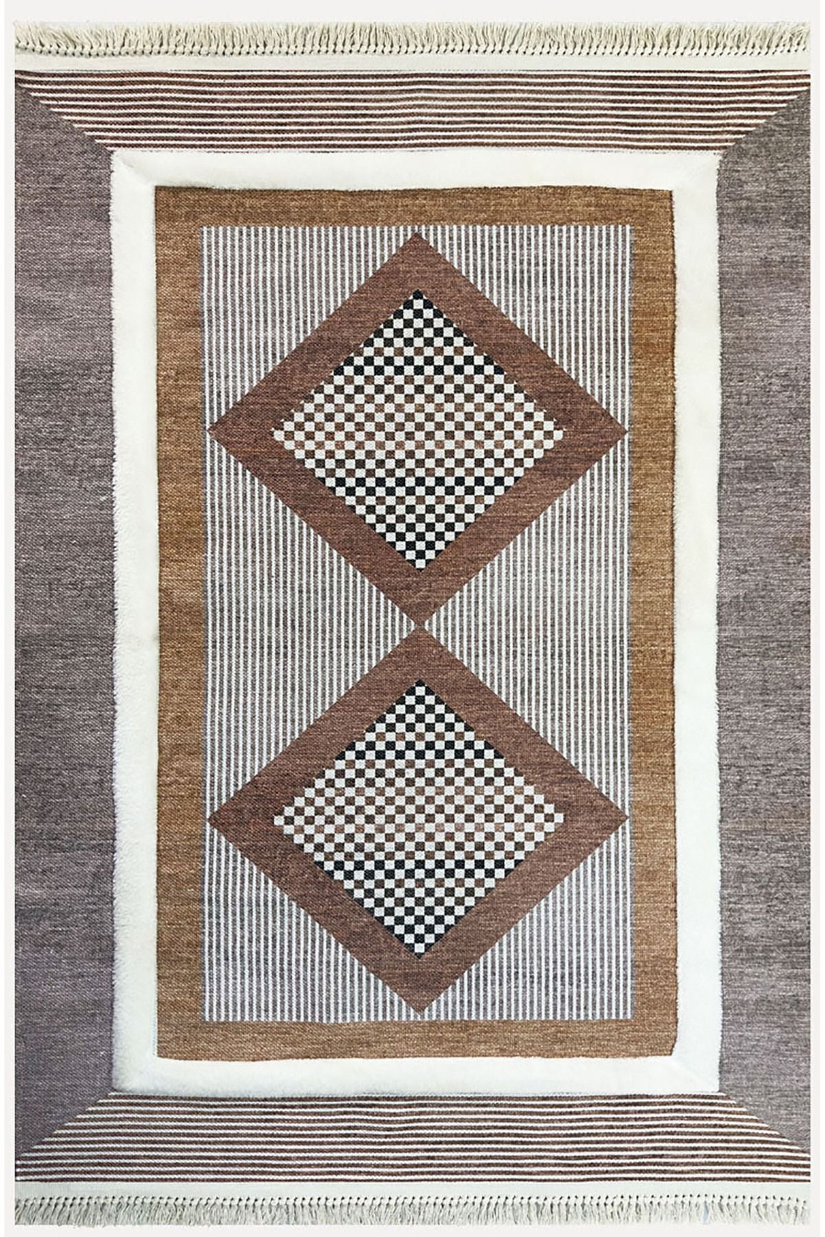 Tafting Kilim Serisi Üzeri Peluşlu Dokuma Taban Dekoratif Kilim