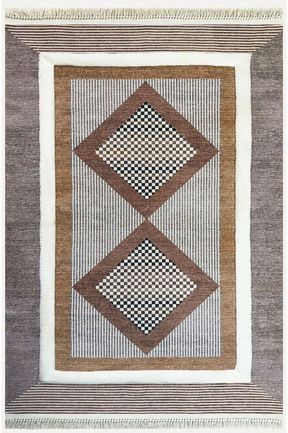 Tafting Kilim Serisi Üzeri Peluşlu Dokuma Taban Dekoratif Kilim