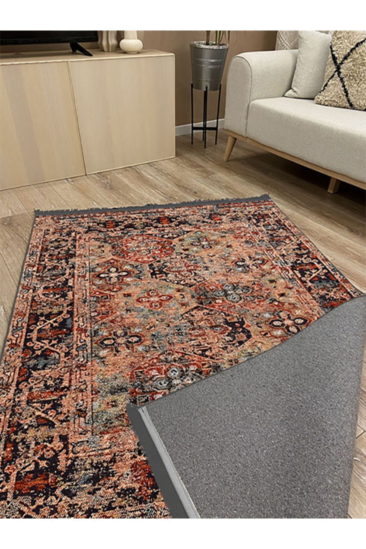 Mars Serisi Eskitme Desen Kaymaz Taban Şönil Halı