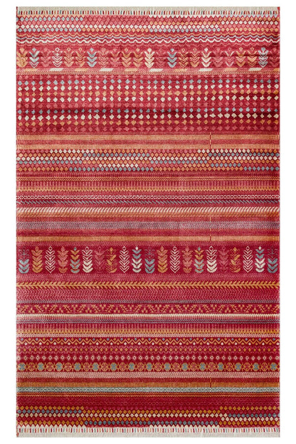 Zara Zr 19 Red Multy Otantik Desenli El Emeği Ile Özel Tezgahlarda Üretilen Modern Uşak Halısı